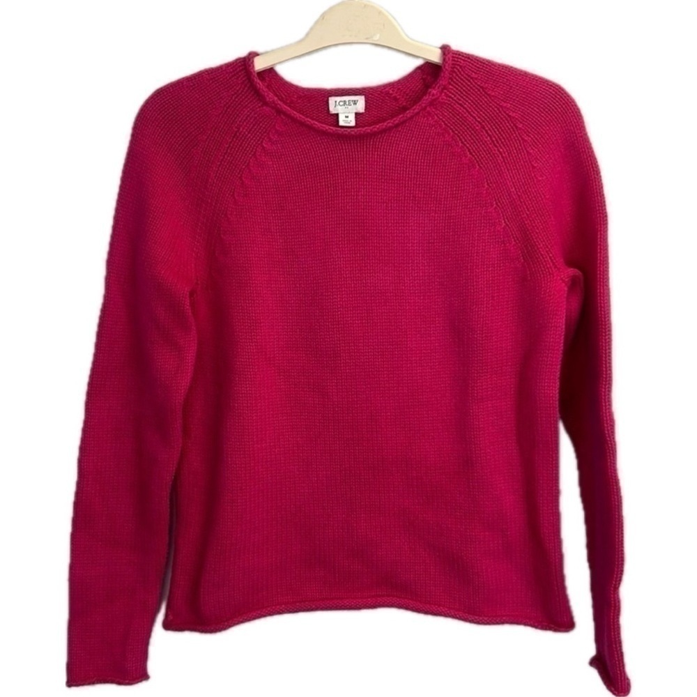 J. Crew Rollneck Women’s Magenta Pullover Cotton Knit Sweater Size M